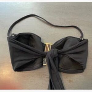 La Blanca gold rectangle bandeau Bikini Top adjustable